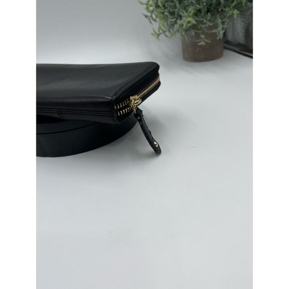 Coach Vintage Black Gold Tone Horse Carriage Patent Leather‎ Purple Lined Wallet - Picture 4 of 9